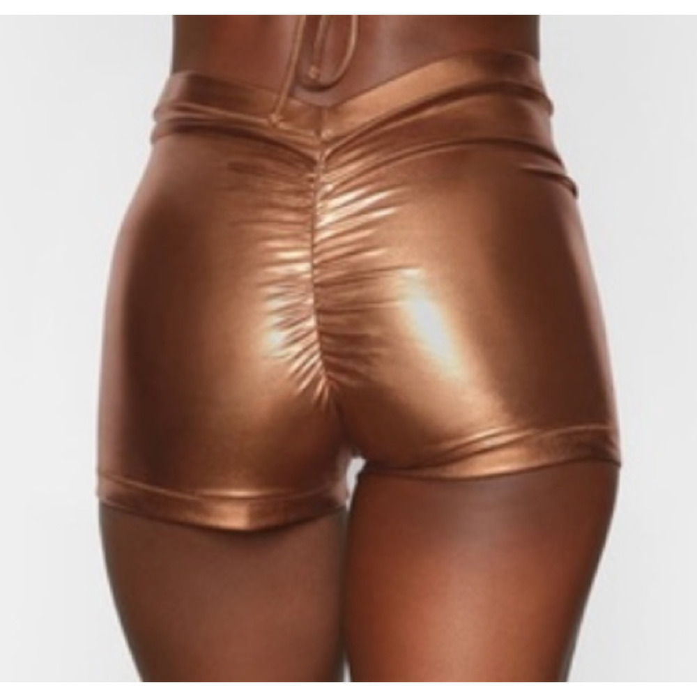 SKIMS Bronze Metallic Swim Shorts Sz Small Penny BO-SHO-2805 Cosplay SciFi NEW